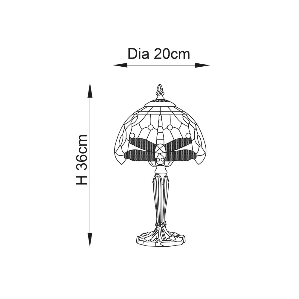 Lampada da tavolo Tiffany Dragonfly blu-verde E14 40W