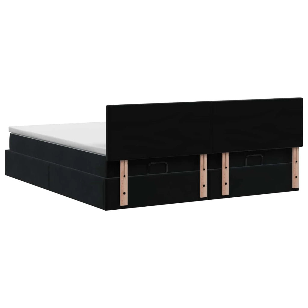 Letto Ottomano con Materasso e LED Nero 160 x 200 cm Velluto 3457328