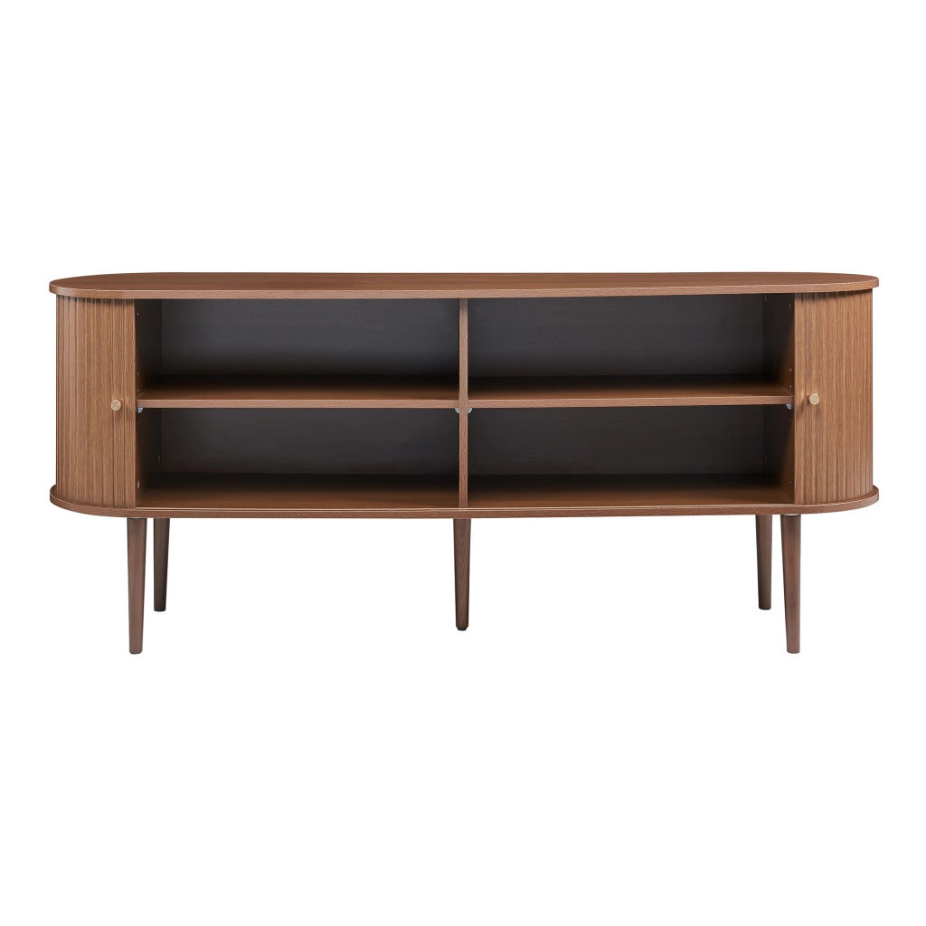 Mobile Contenitore Mapia con Ante Scorrevoli Credenza Bassa Madia 166x40x70 cm Effetto Noce [en.casa]