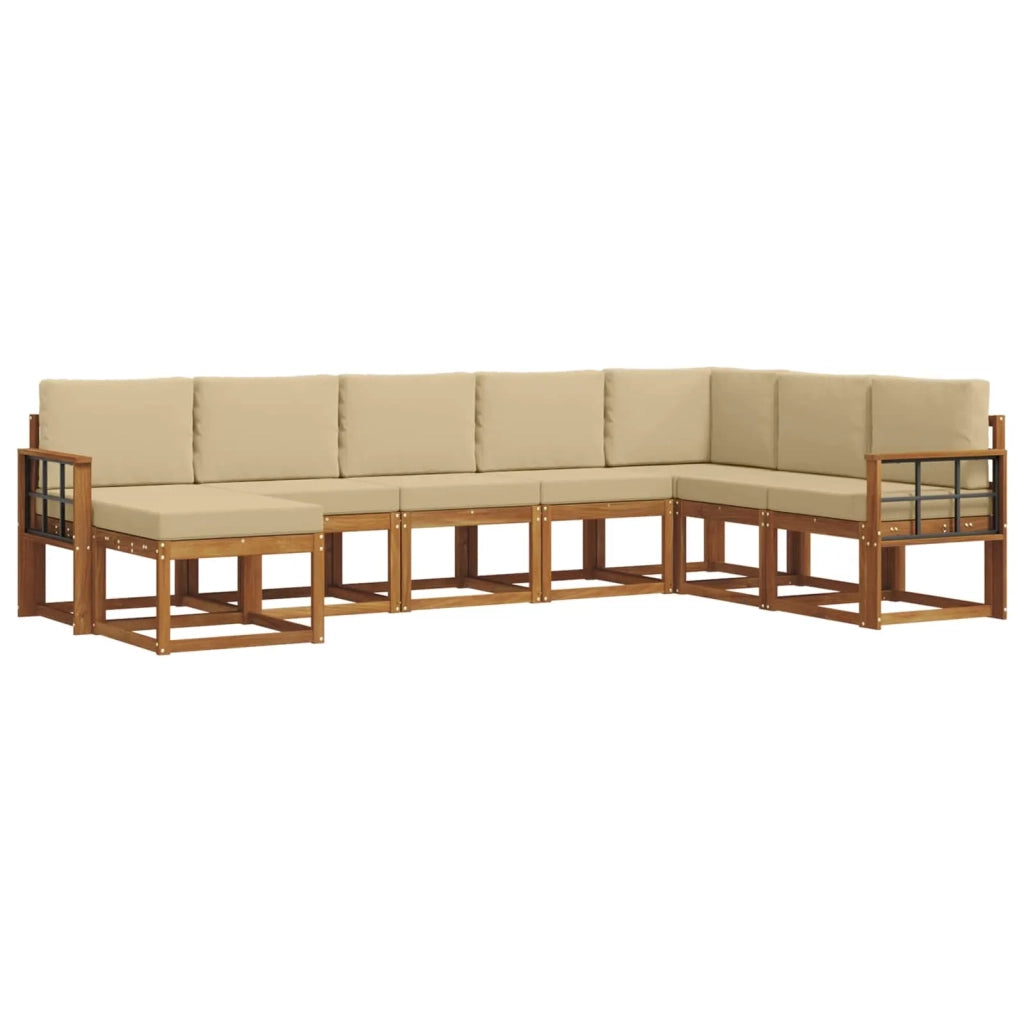 Set di divani da esterno con cuscino 8 pcs Naturale e Beige 3366826