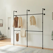 Stand Appendiabiti Kenävatka da Parete in Acciaio con Barra Porta Abiti 222x201x31 cm - Nero [en.casa]