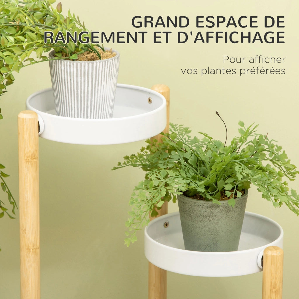 Tavolino da soggiorno scaffale piante 4 livelli ¨C Minimal ¨C bianco metallo bamb¨´ 28x28x80