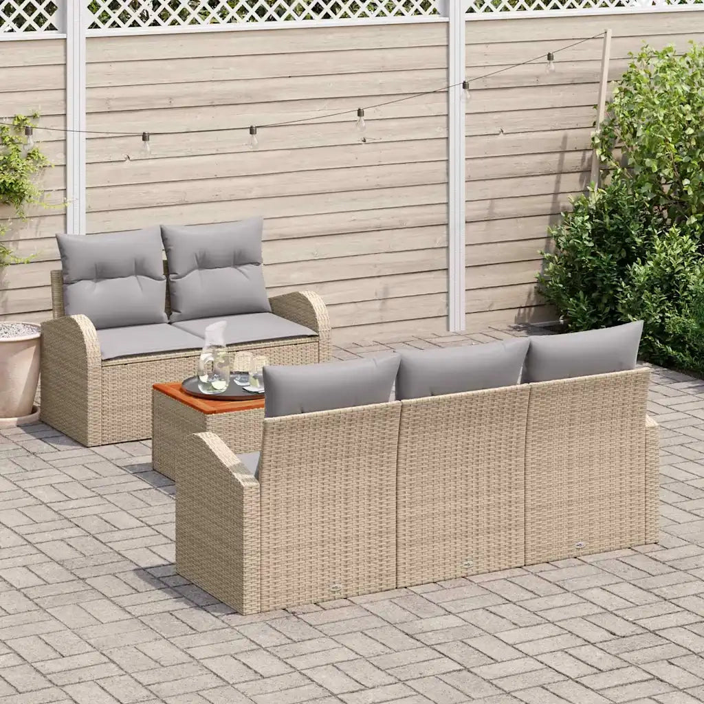 Set Divano da Giardino 6 pcs Beige e Grigio Chiaro polyrattan 3356187