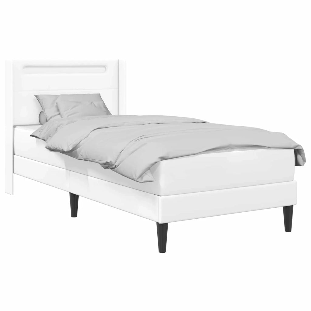 Struttura letto con materasso-Giroletto Bianco 90 x 190 cm Similpelle