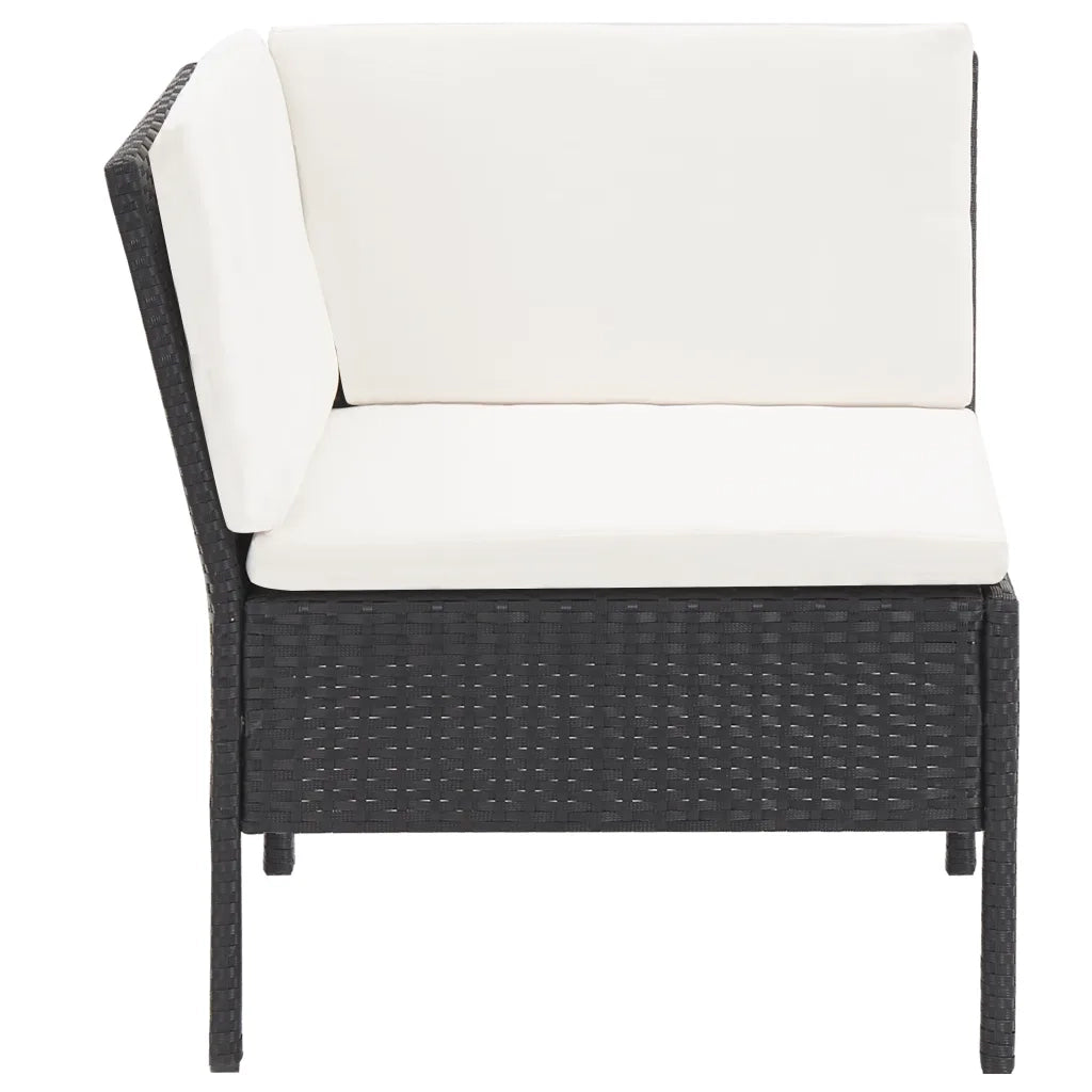Set Divani da Giardino 6 pz con Cuscini in Polyrattan Nero 48940