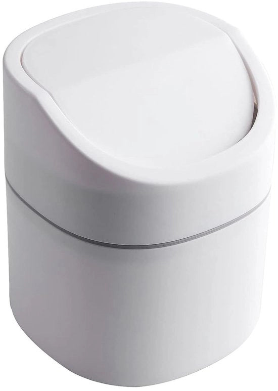 Afvalemmer con coperchio ridotto - Contenitore per rifiuti da ufficio - Portatile - Bianco
