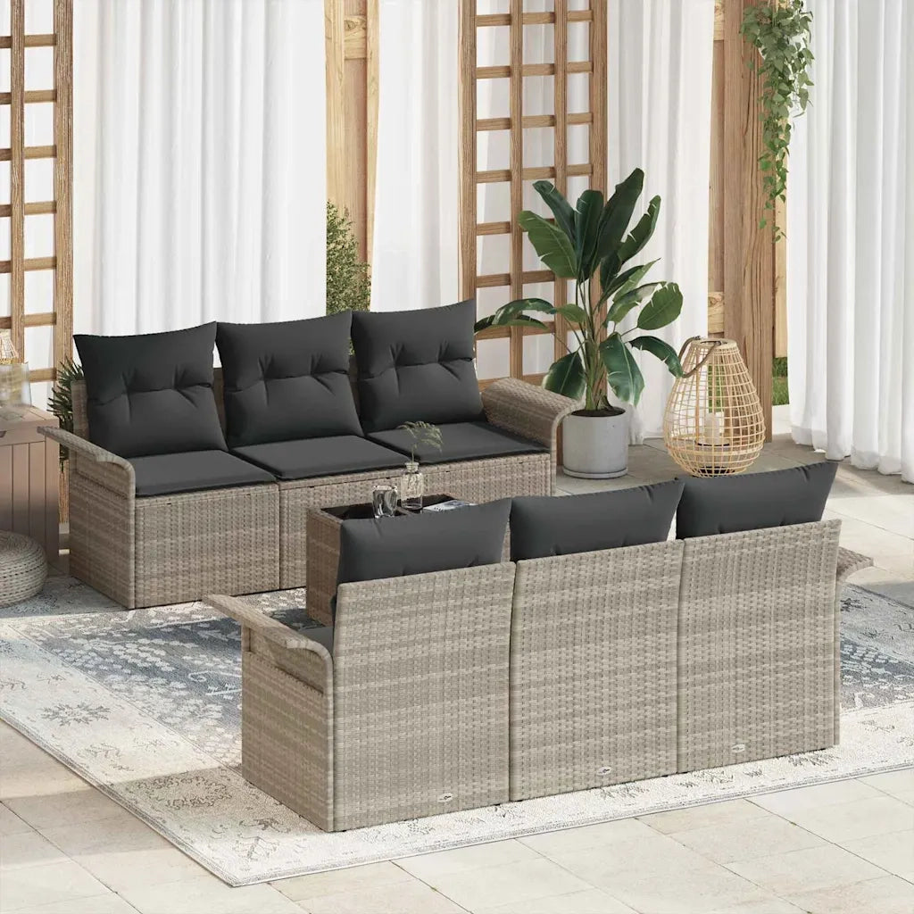Set Divano da Giardino 7 pcs Grigio chiaro polyrattan 3345252
