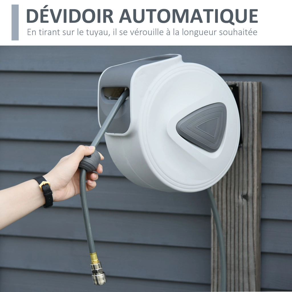 Avvolgitubo pneumatico automatico ¨C Xylo ¨C 10m + 0,9m, ? 3/8'' (9,5mm) e 1/4'' (6,35mm) BSPT, grigio