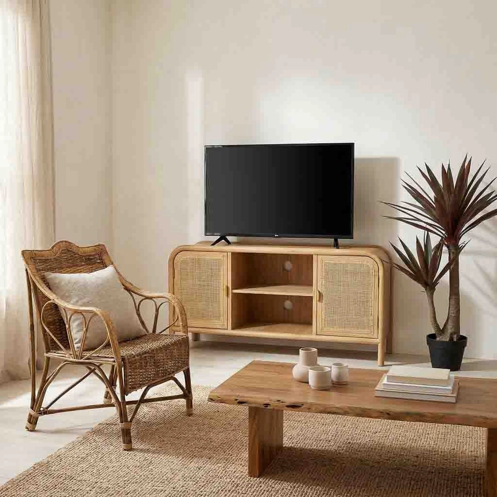 Poltrona in bambù e rattan marrone 64x48x99h