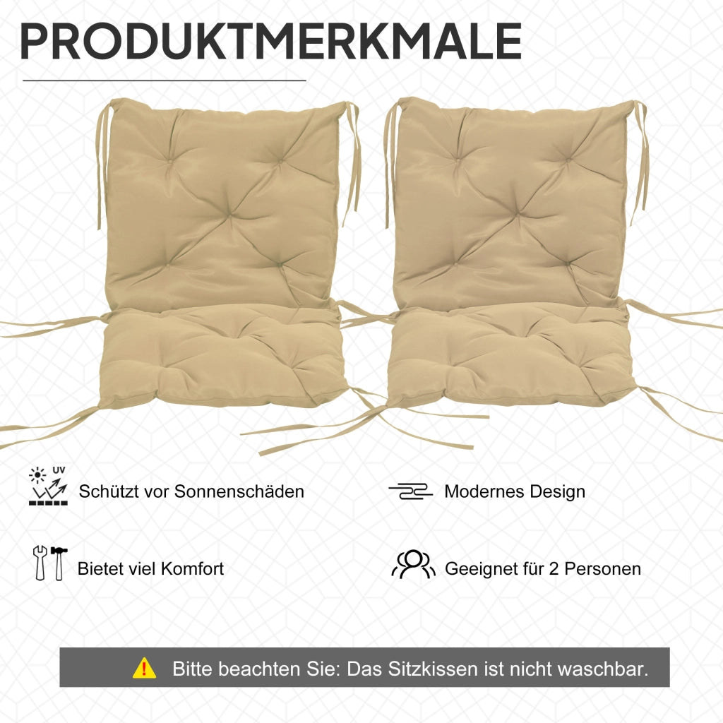 Set 2 Cuscini per Sedia ¨C Xylo ¨C Tessuto Khaki 98x50 cm con Lacci