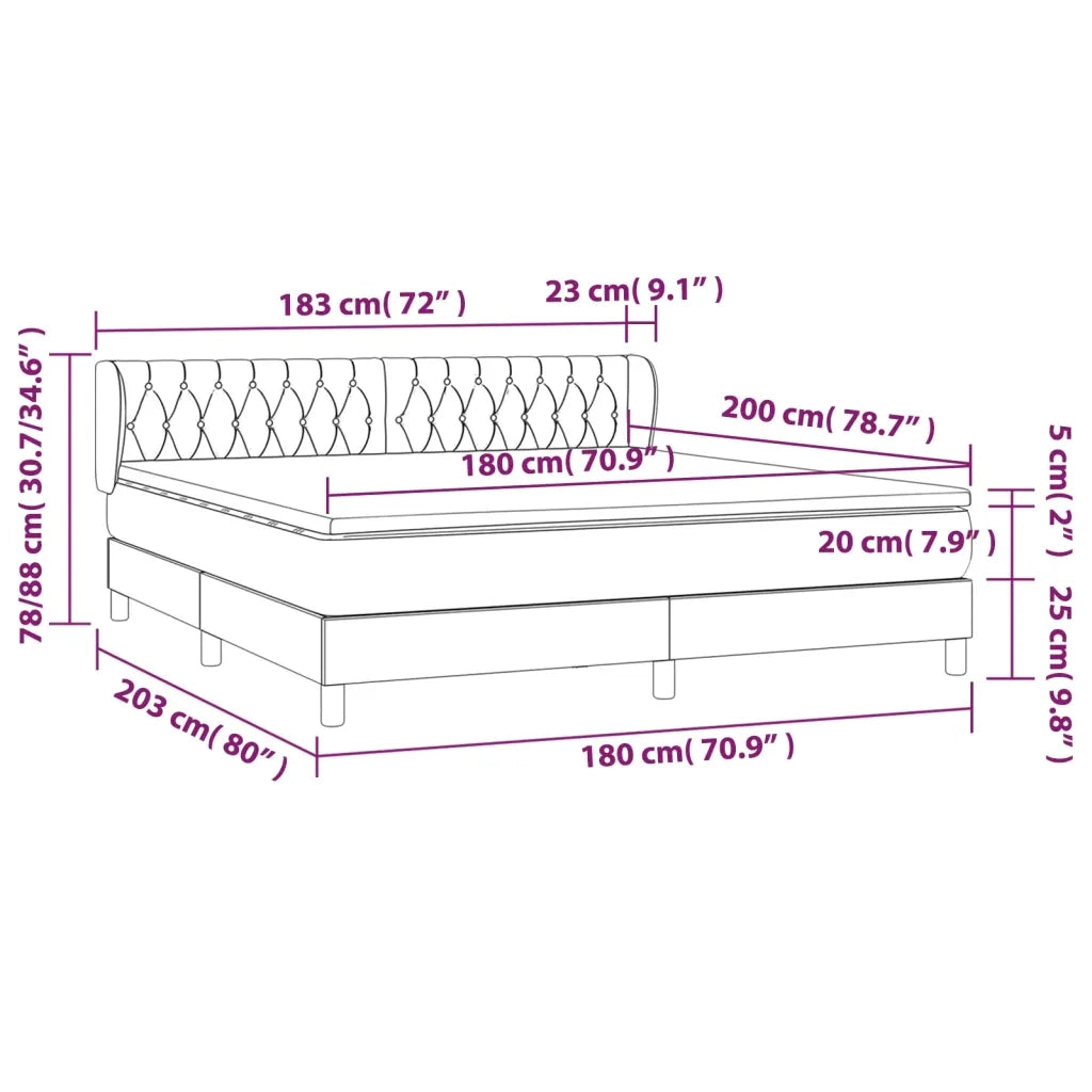 Giroletto a Molle con Materasso Grigio Chiaro180x200 cm Tessuto 3127061