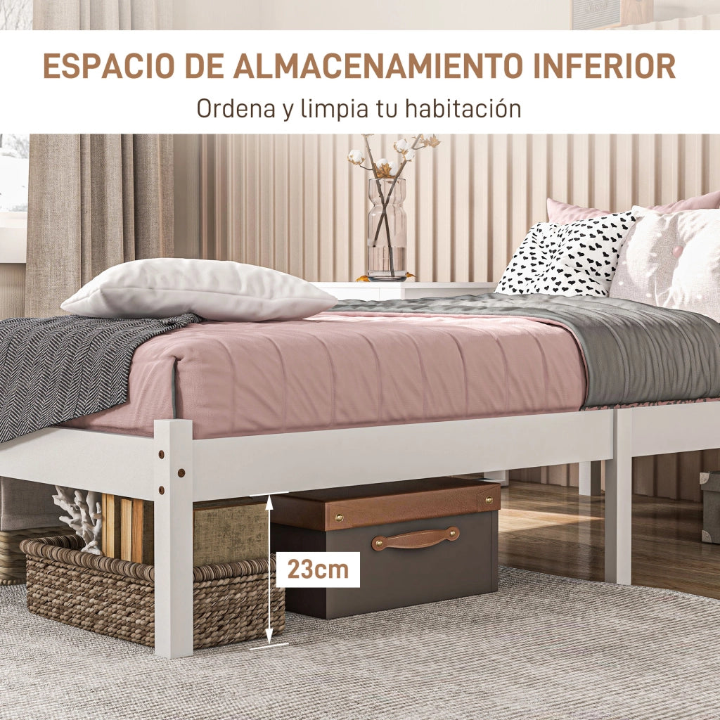 Letto Singolo con Testiera ¨C Minimal ¨C Legno 90x190 cm Bianco