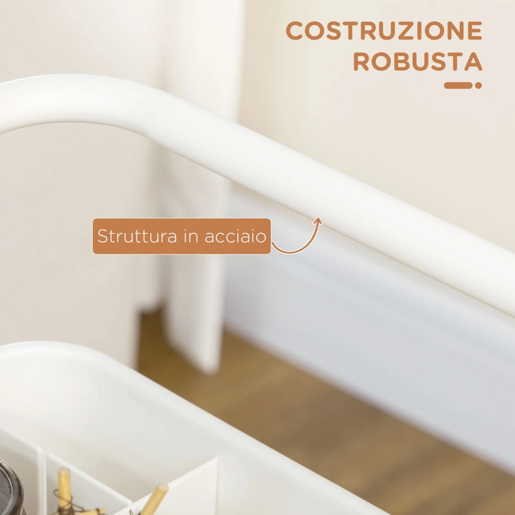 Carrello Cucina Multiuso a 3 Livelli con Cestini ¨C Minimal ¨C Bianco