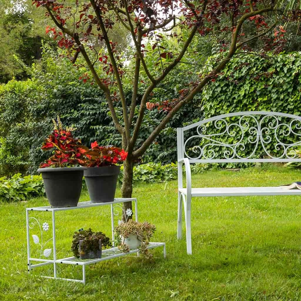 Supporto portavaso in metallo bianco 80x44x44h