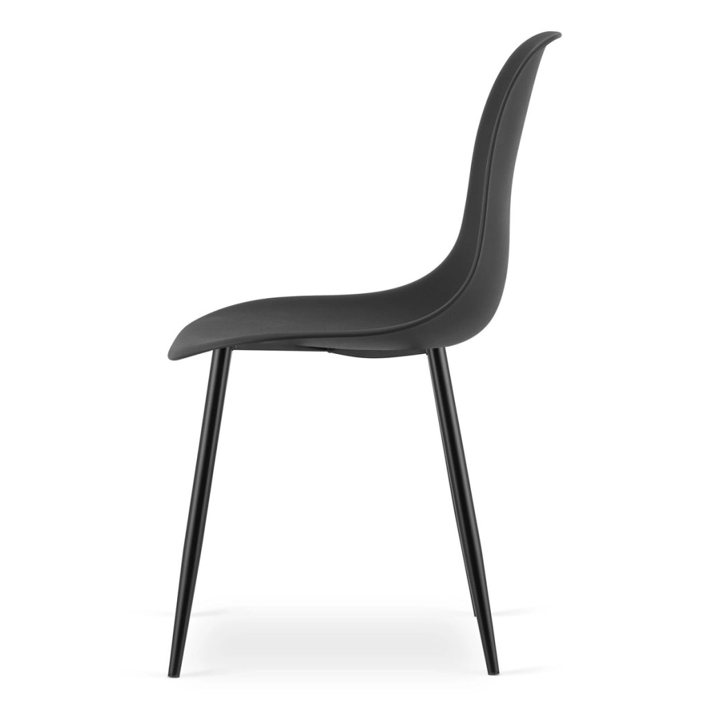 Sedia WAT moderna nera con gambe in metallo