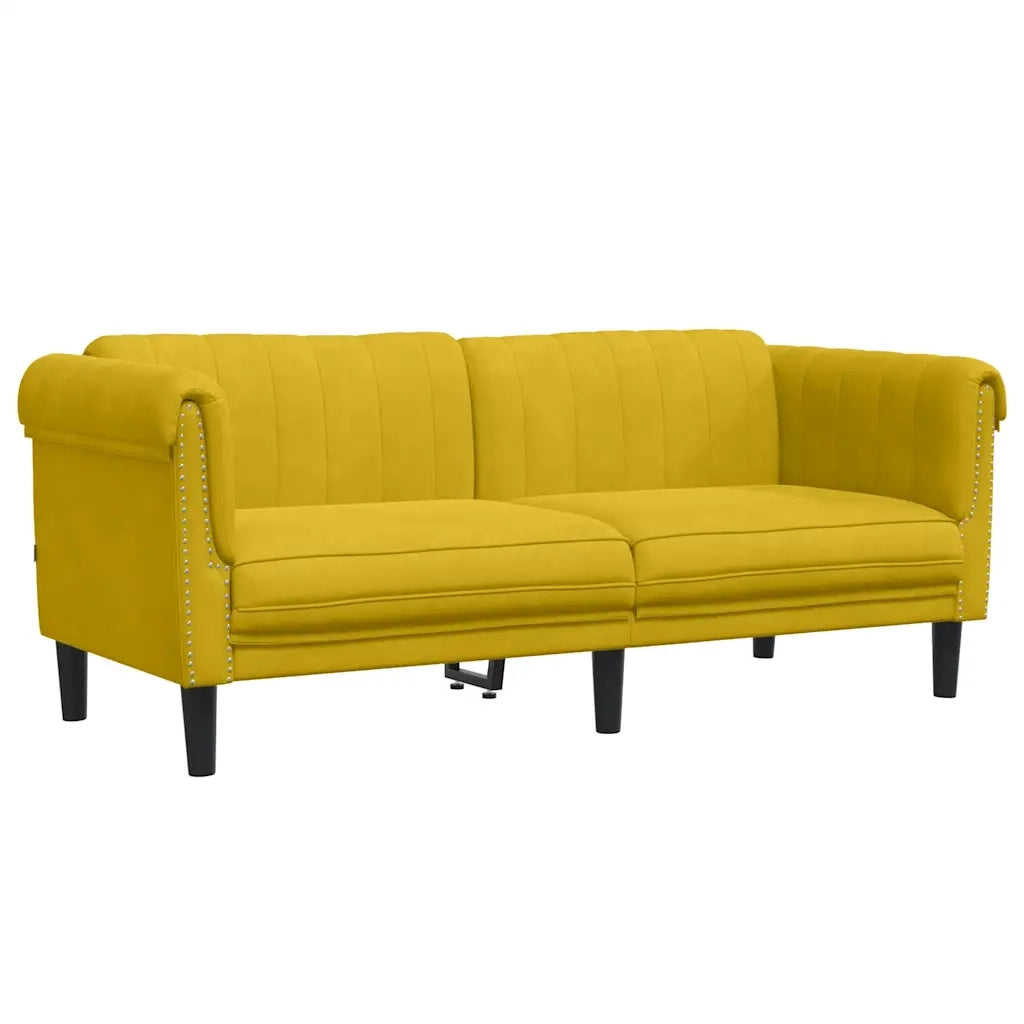 Divano a 2 Posti-Sofa 2 Posti Giallo in Velluto