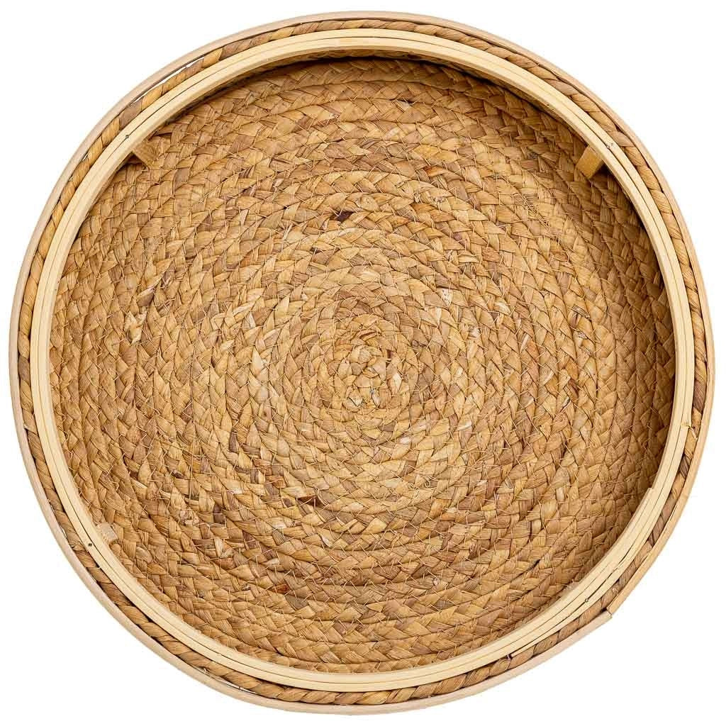 Set di 3 tavolini angolari in bambù e legno marrone