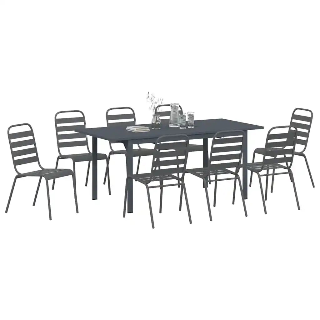 Set da Pranzo per Giardino 9 pcs Antracite