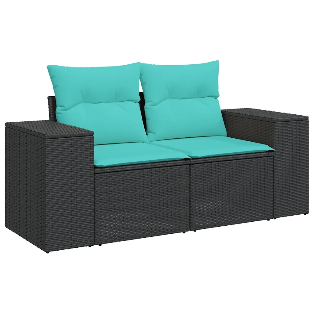 Set Divani da Giardino 4 pz con Cuscini Nero in Polyrattan 3325653