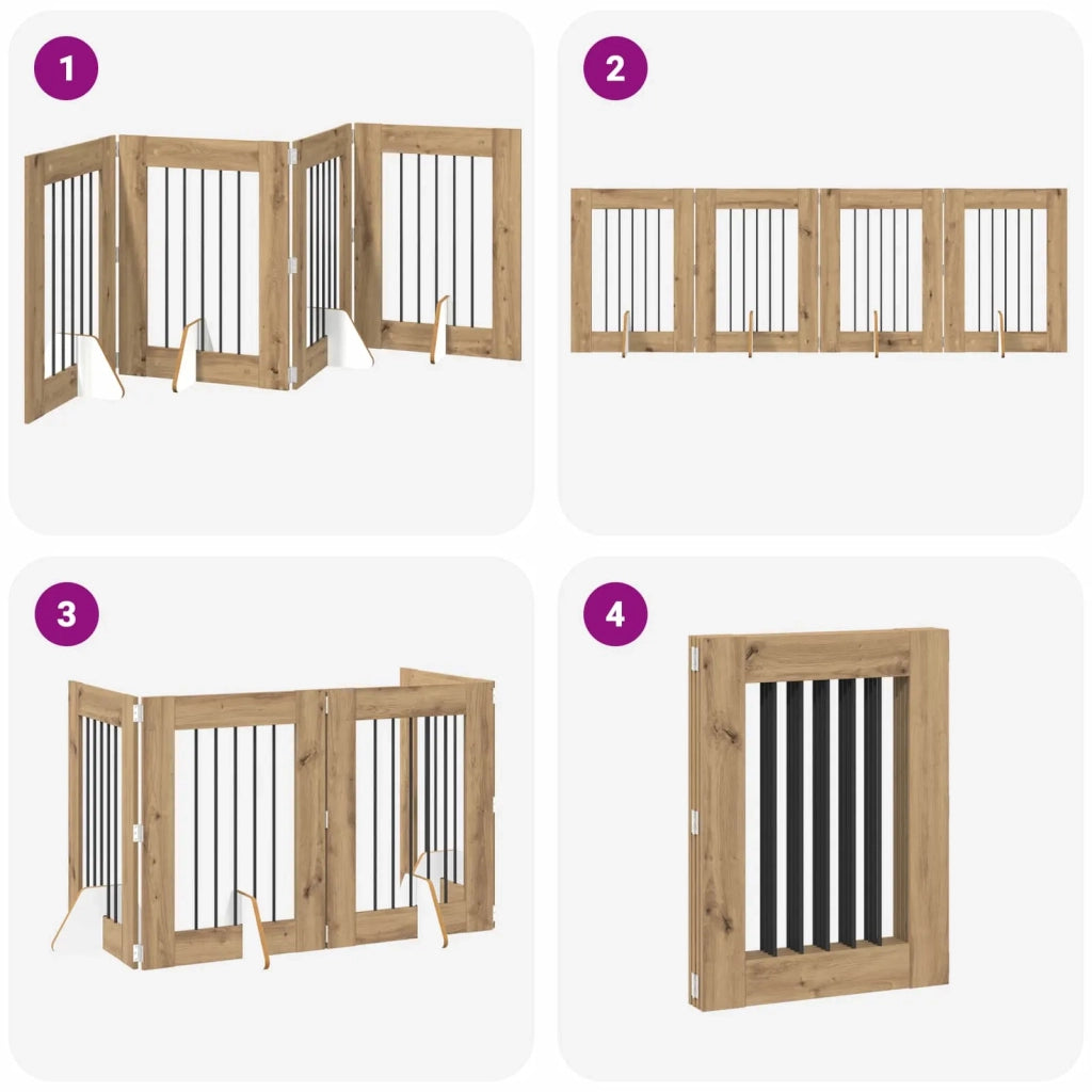 Cancello per cani pieghevole con supporti 4 pz 241 cm 892102