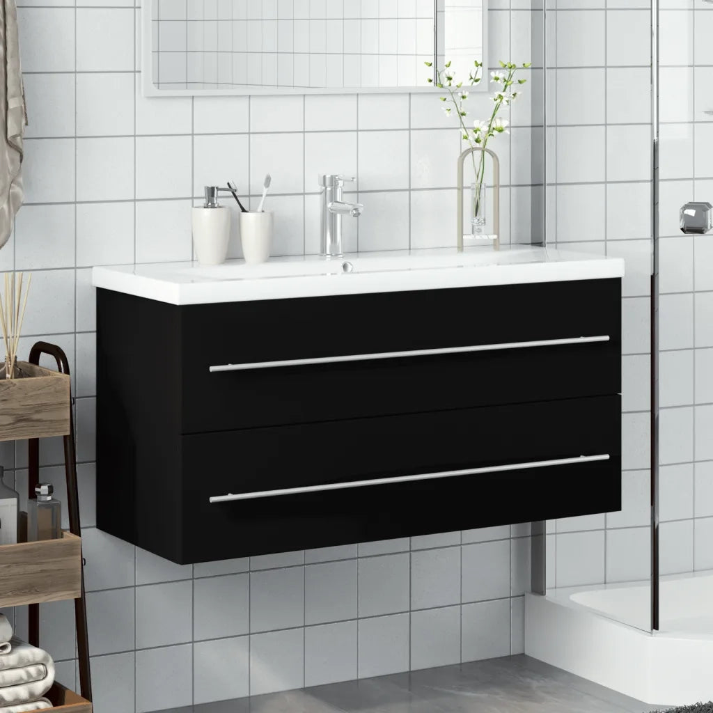 Mobile da Bagno con Lavabo | Armadio Lavabo Integrato Nero