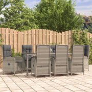 Set da Pranzo da Giardino 9 pz con Cuscini in Polyrattan Grigio 3185028