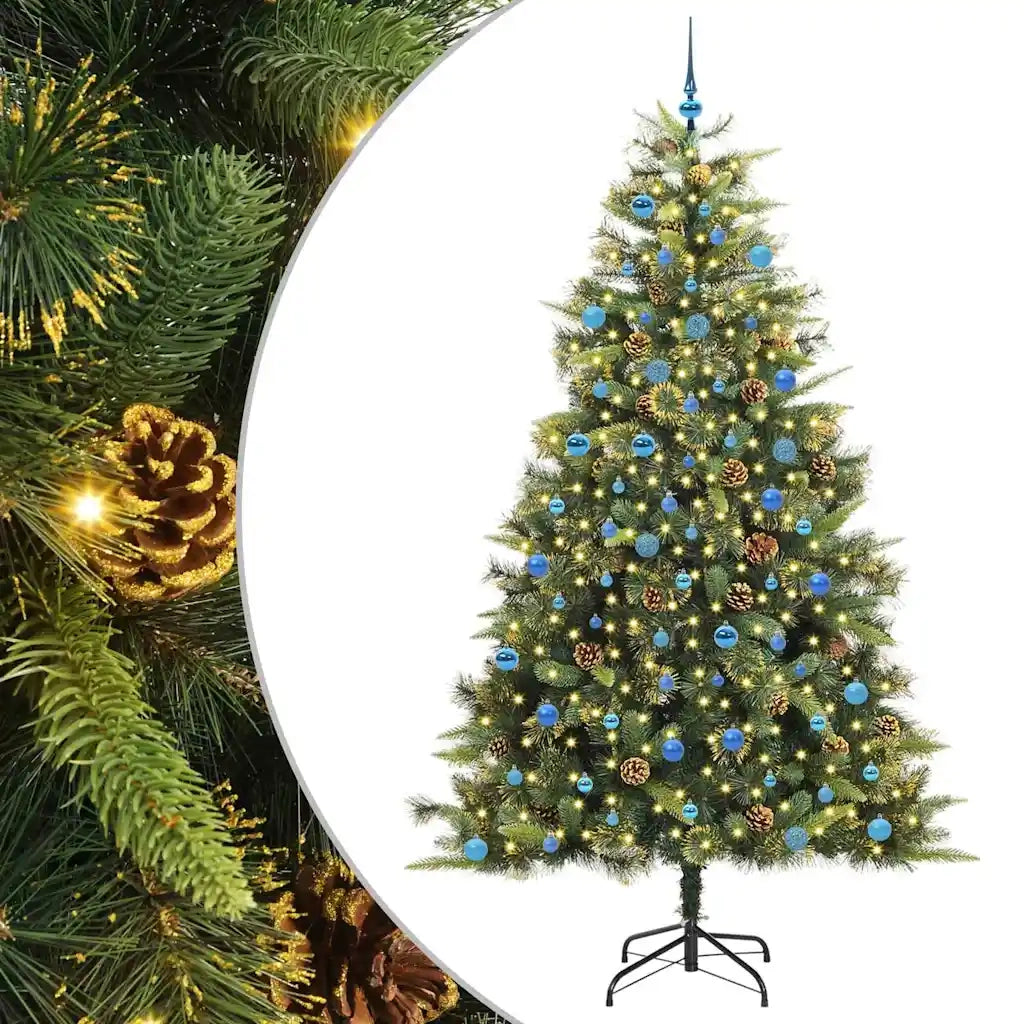 Albero di Natale artificiale pieghevole con coni Verde 240 cm 3395114
