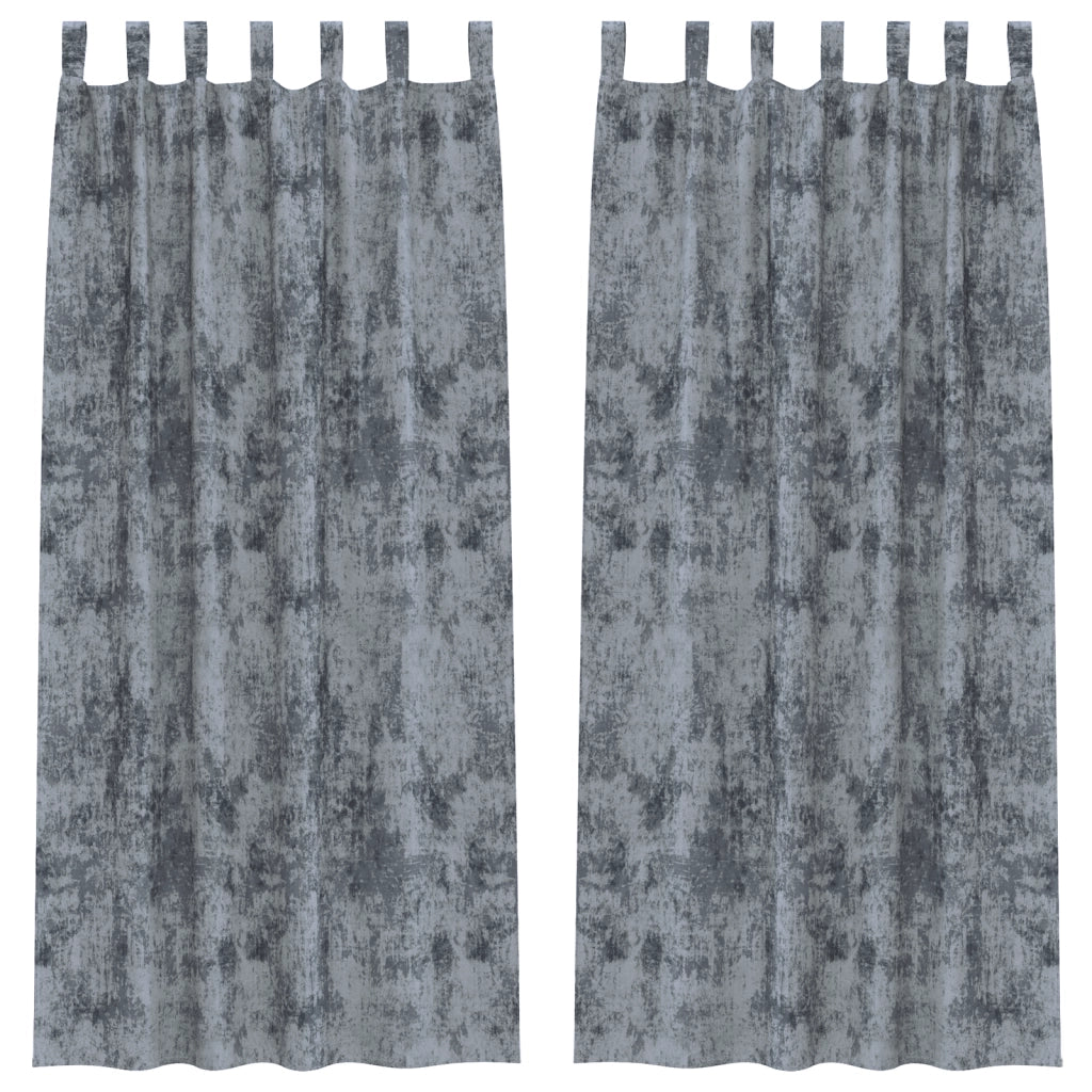 Tende in Velluto 2 pz con Occhielli Grigio Argento 260x140 cm