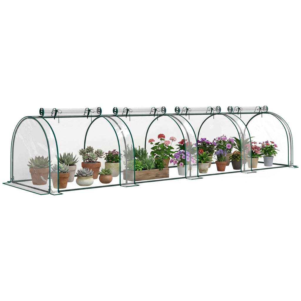 Serra a Tunnel Giardino ¨C Xylo ¨C Acciaio PVC Impermeabile Anti UV 4 Porte 395x100x80cm