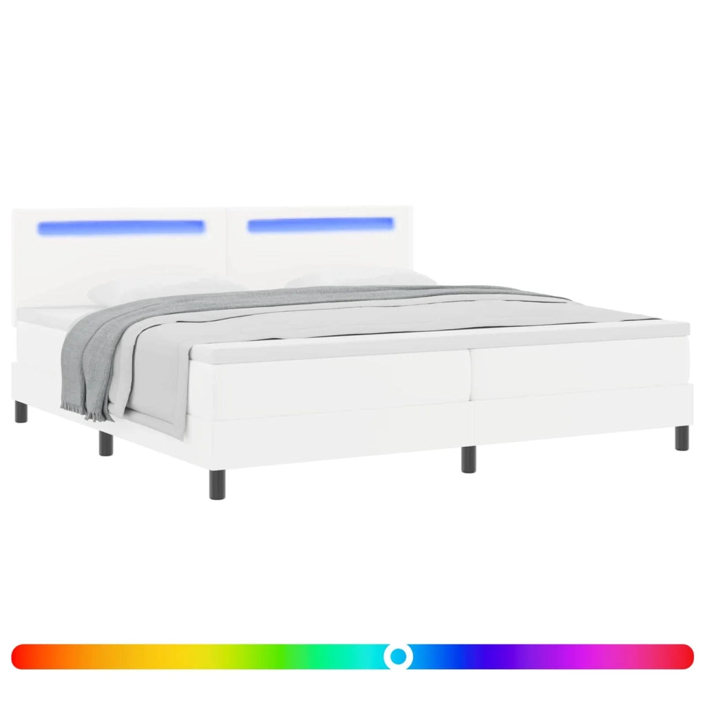 Letto a molle con materasso Bianco 200 x 200 cm Pelle sintetica 3339065