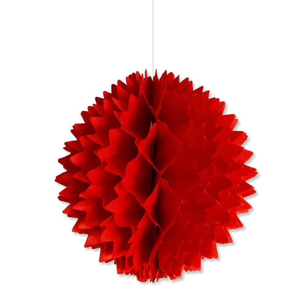 Trade Shop - Set 3 Festoni Fiore Decorativi Rossi Carta Velina Decorazioni Addobbi Feste -