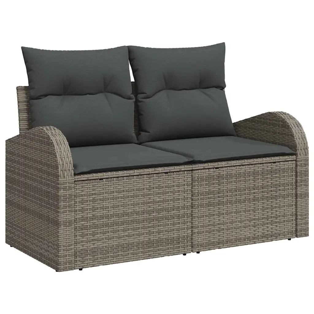 Set Divano da Giardino 9 pcs Grigio polyrattan