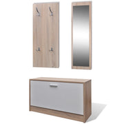 Scarpiera | Mobile per scarpe in Legno Set 3 in 1 Rovere e Bianco