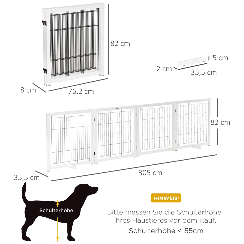 Cancello per Cani in Legno ¨C zephmum ¨C 305x82 cm Bianco
