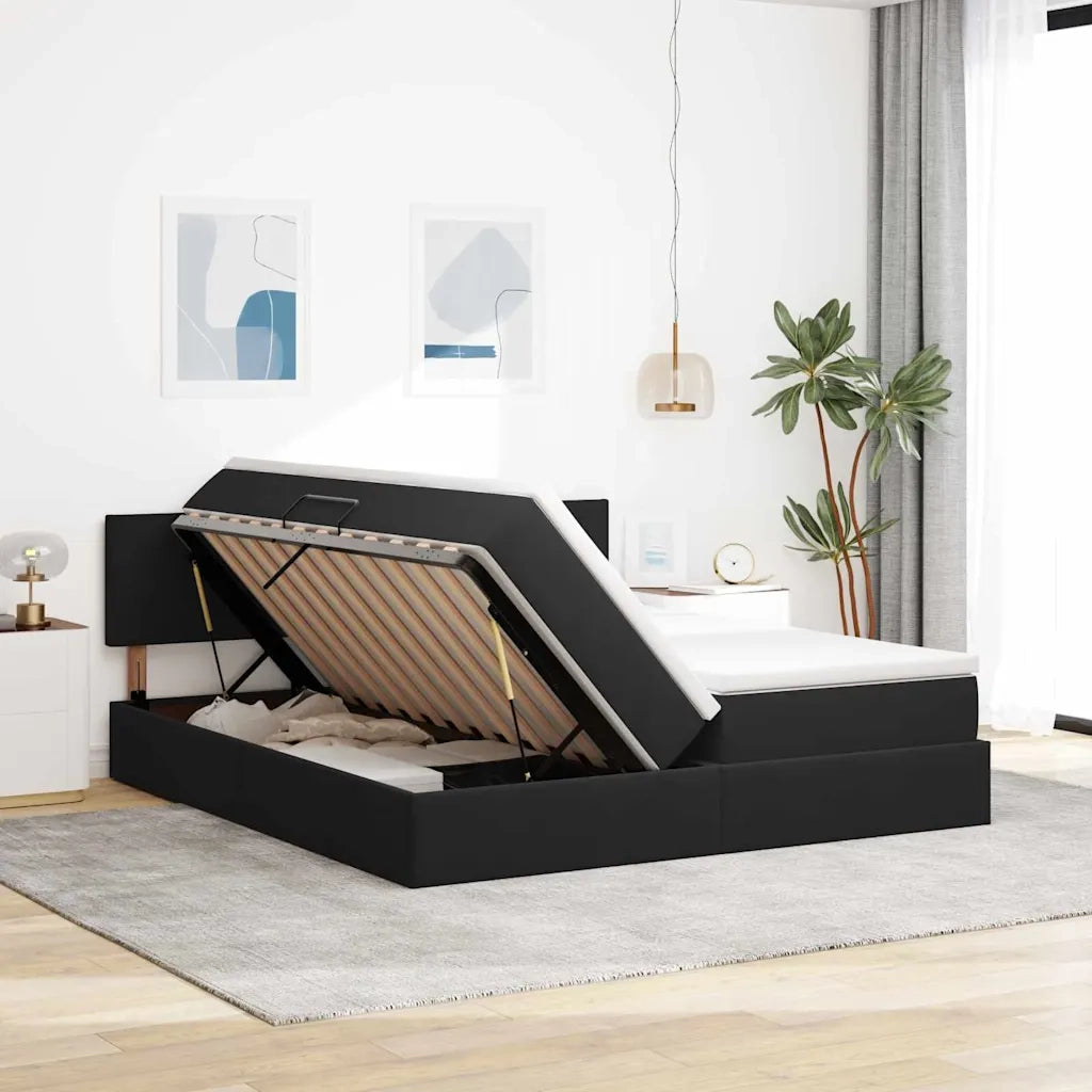 Letto con Contenitore con materasso Nero 90 x 200 cm