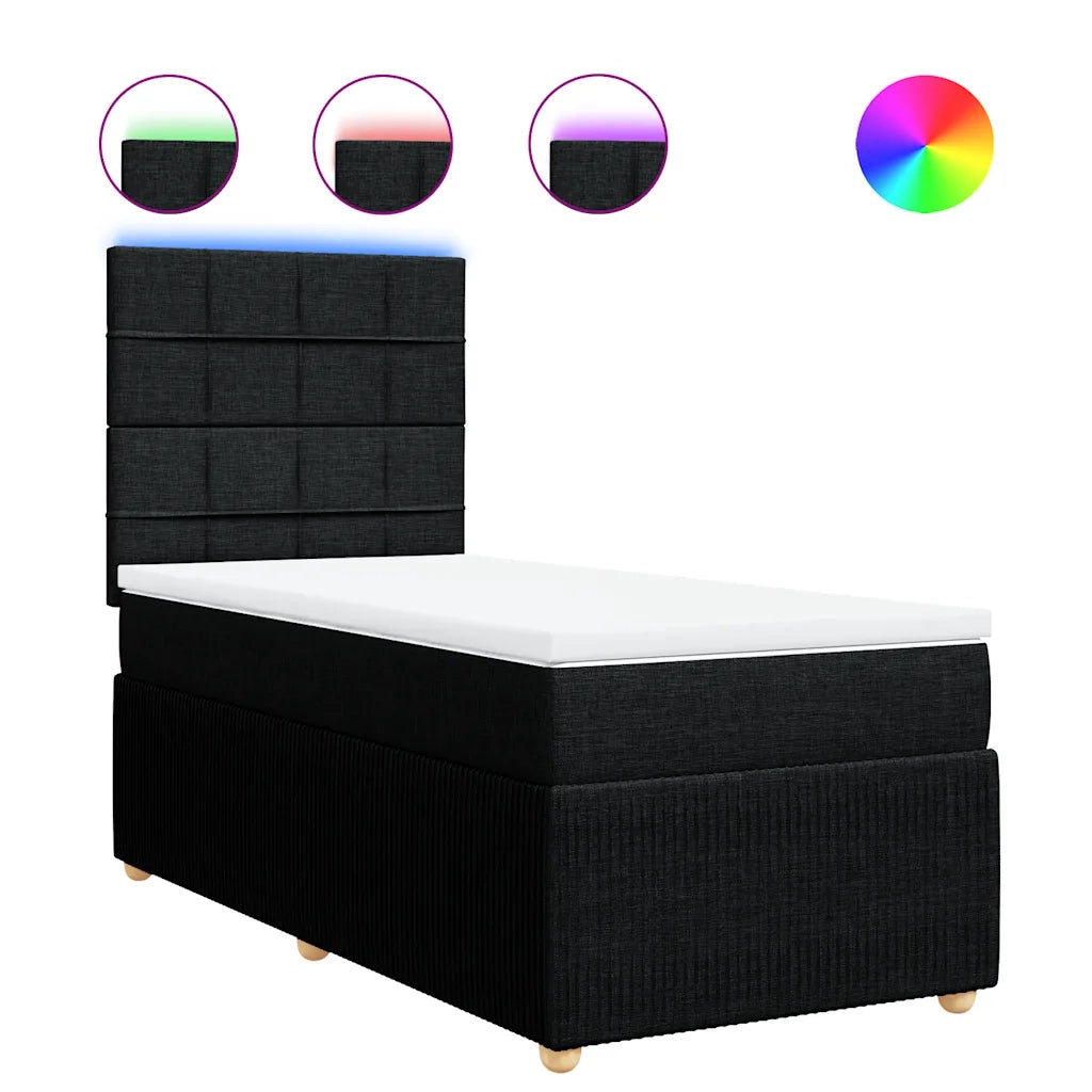 Giroletto a Molle con Materasso Nero 90x190 cm in Tessuto