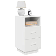 Comodino con 2 Cassetti-Tavolino da notte Bianco 36x36x68 cm