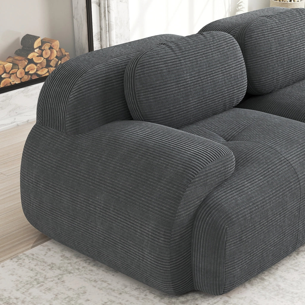 Divano angolare Hamlet RSF - Zephmum- Tessuto Cordstoff grigio con cuscini