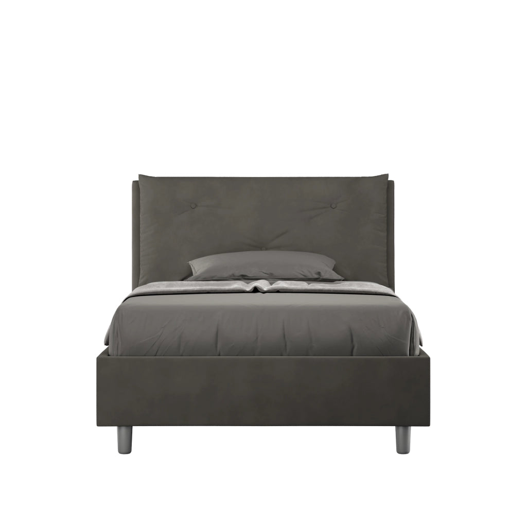 BS COM Letto una piazza e mezza contenitore imbottito 130x190 microfibra grigio Large