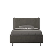 BS COM Letto una piazza e mezza contenitore imbottito 130x190 microfibra grigio Large