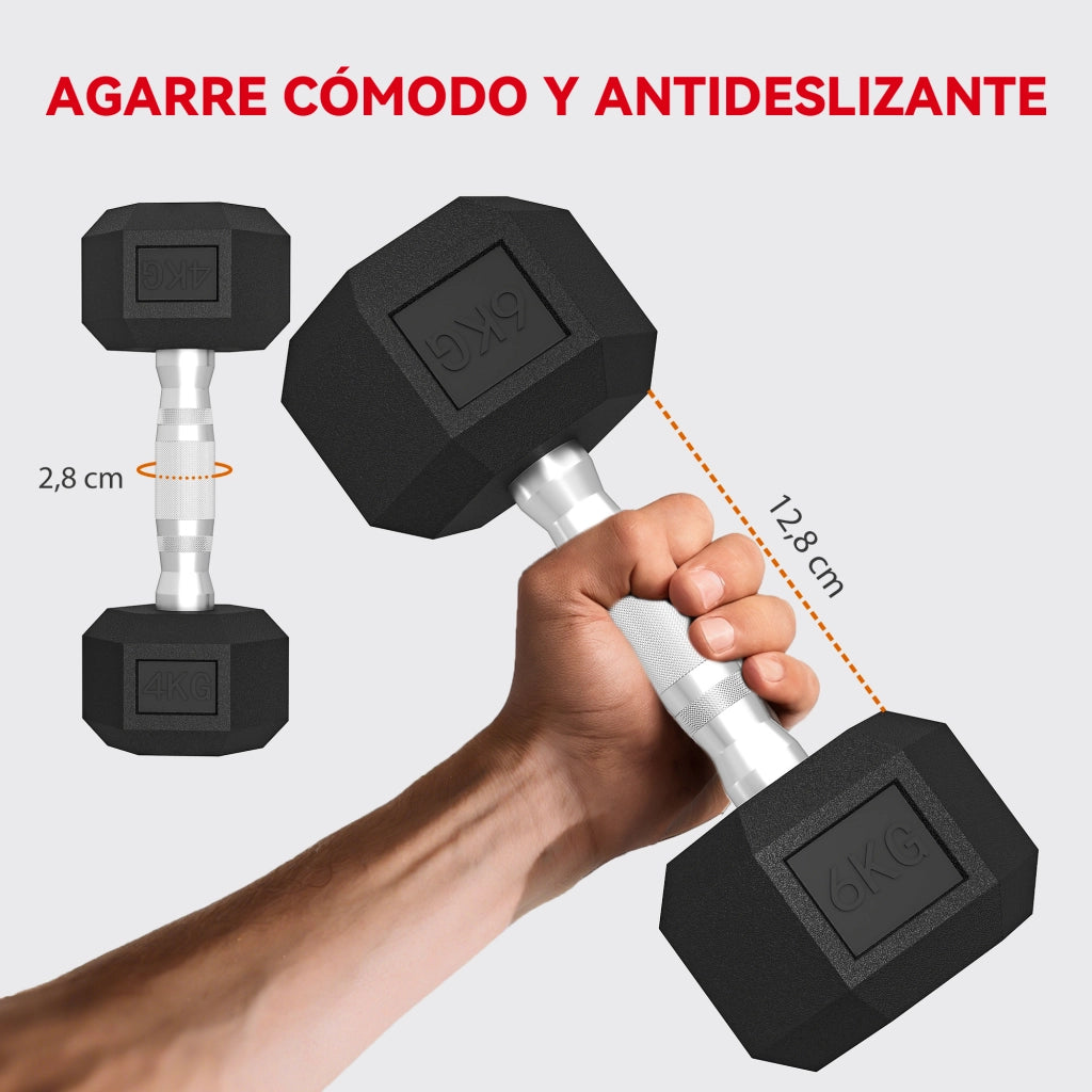 Set Manubri 2x4kg 2x6kg 2x8kg ¨C Xylo ¨C Con Supporto Nero