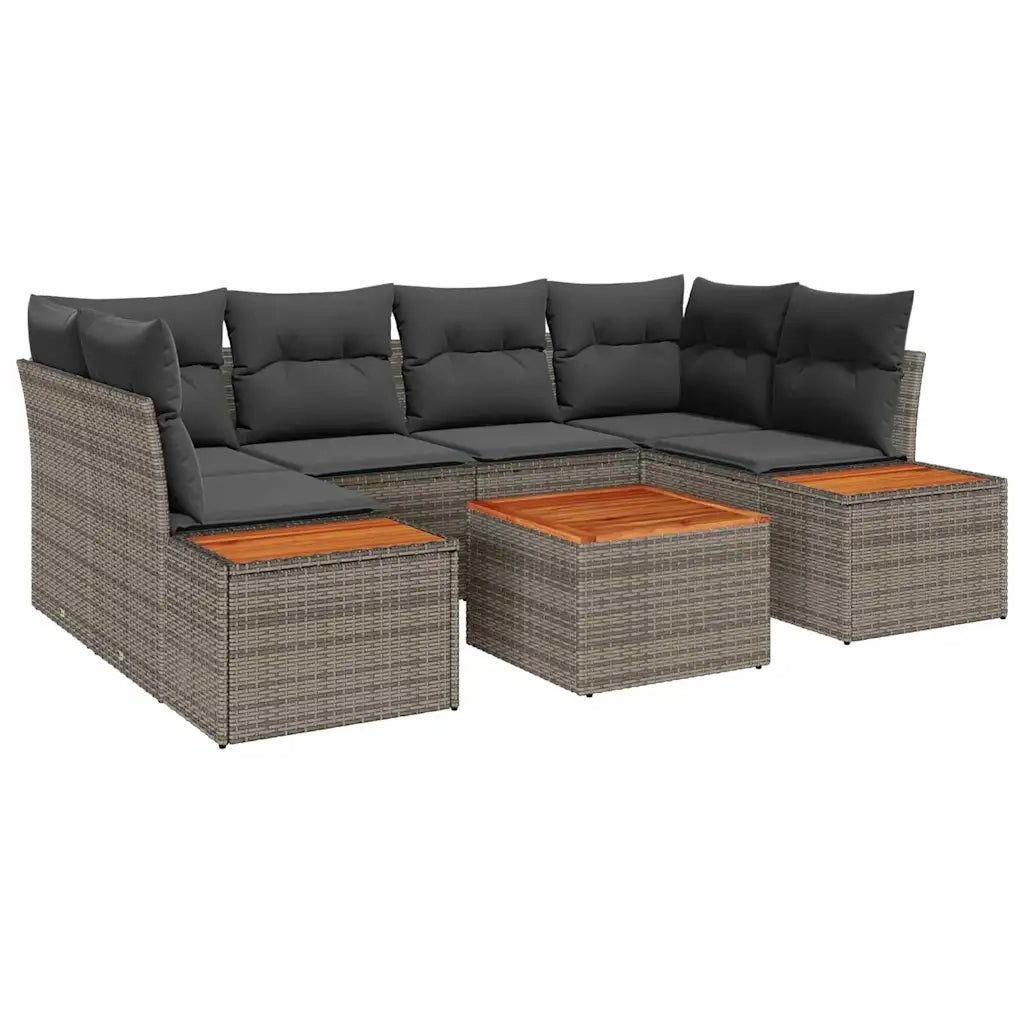Set Divano da Giardino 7 pcs Grigio Poly Rattan 3356704