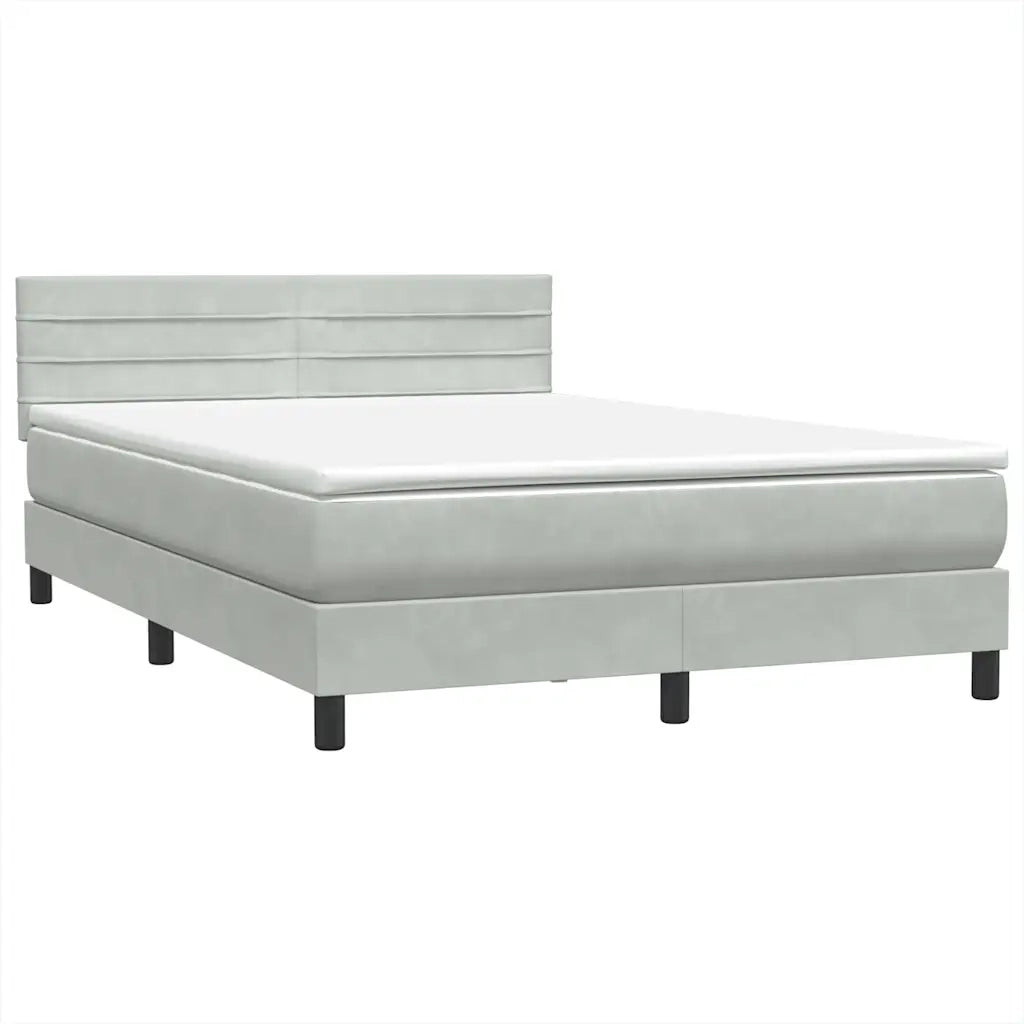 Letto a Molle con Materasso e LED Grigio Chiaro 160x220cm Velluto 3317031