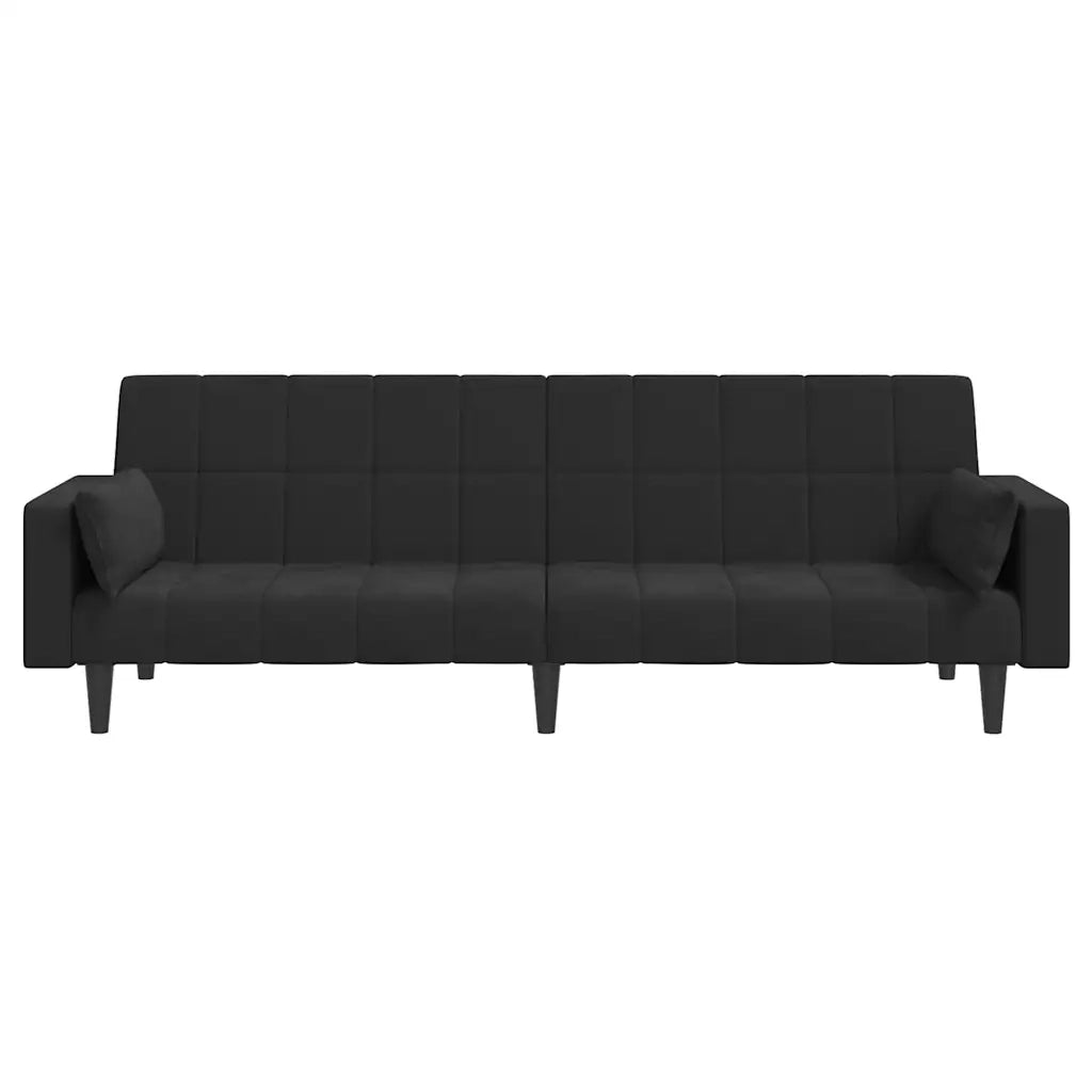 Divano letto | Sof¨¤ letto | Letto singolo a 2 Posti con 2 Cuscini Nero in Velluto