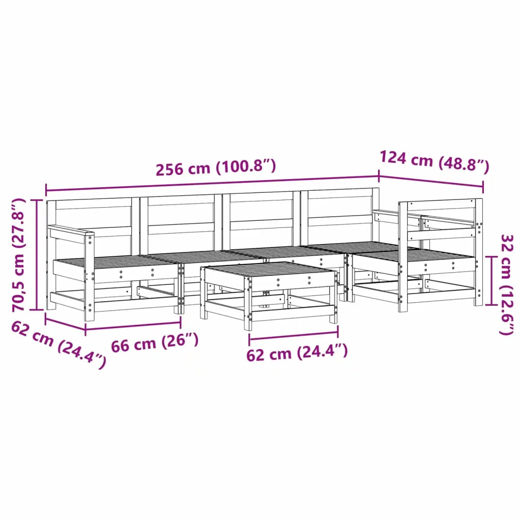 Set Lounge da Giardino 7 pcs Marrone Cera
