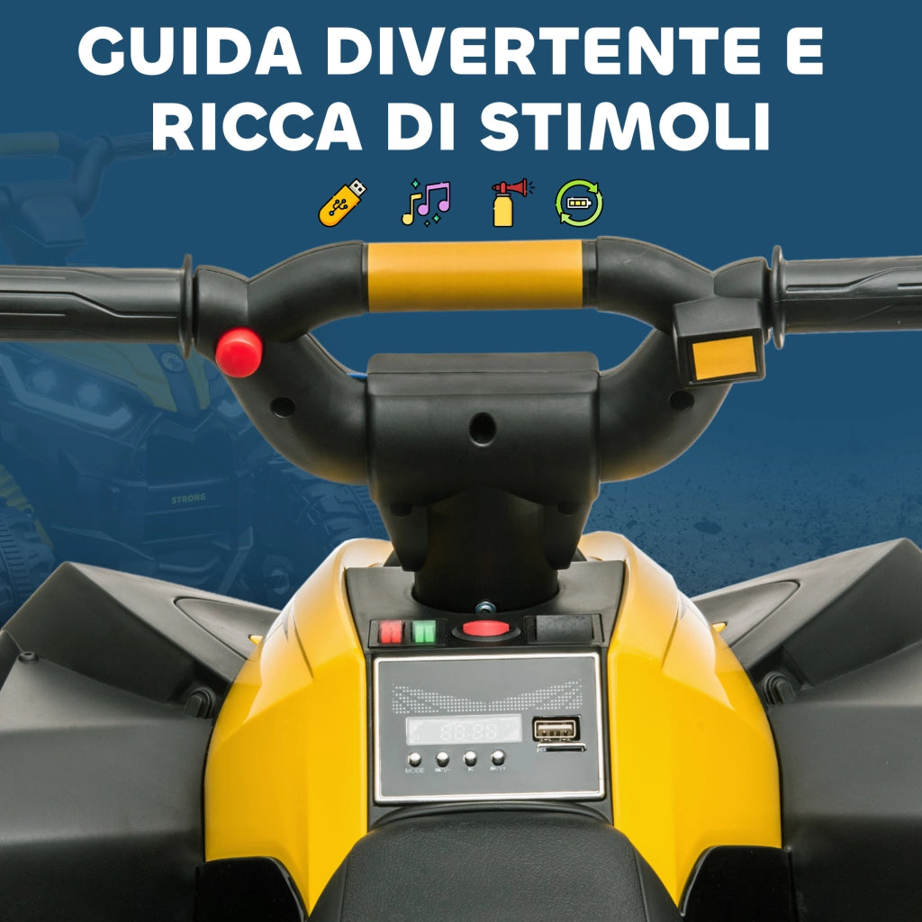 Quad Elettrico per Bambini ¨C Minimal ¨C Giallo, LED, 12V