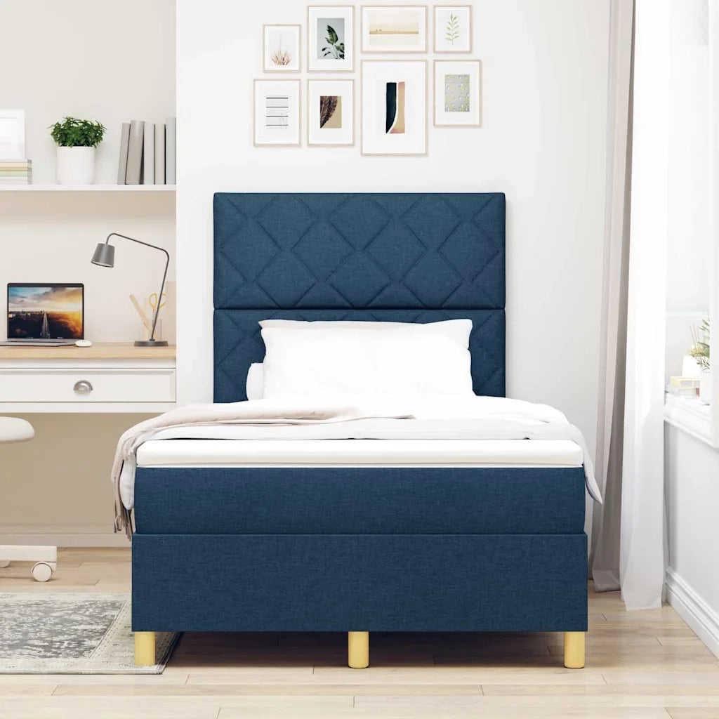 Letto a Sorgente LED con materasso Blu 120 x 200 cm Tessuto 3343172