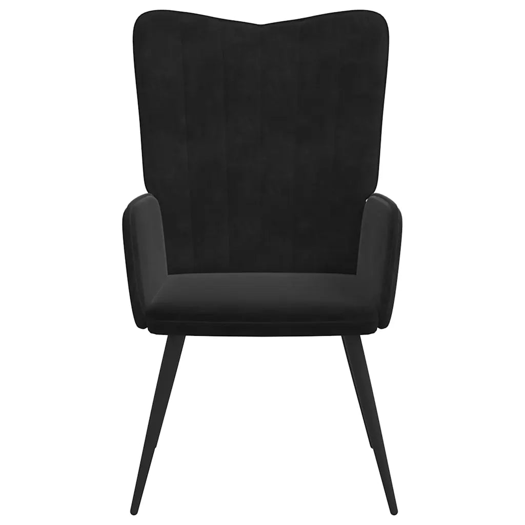 Poltrona Relax con Sgabello Nero in Velluto 327694