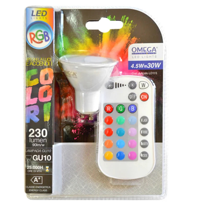 FARETTO LED GU10, RGB + Bianco INCLUSO TELECOMANDO