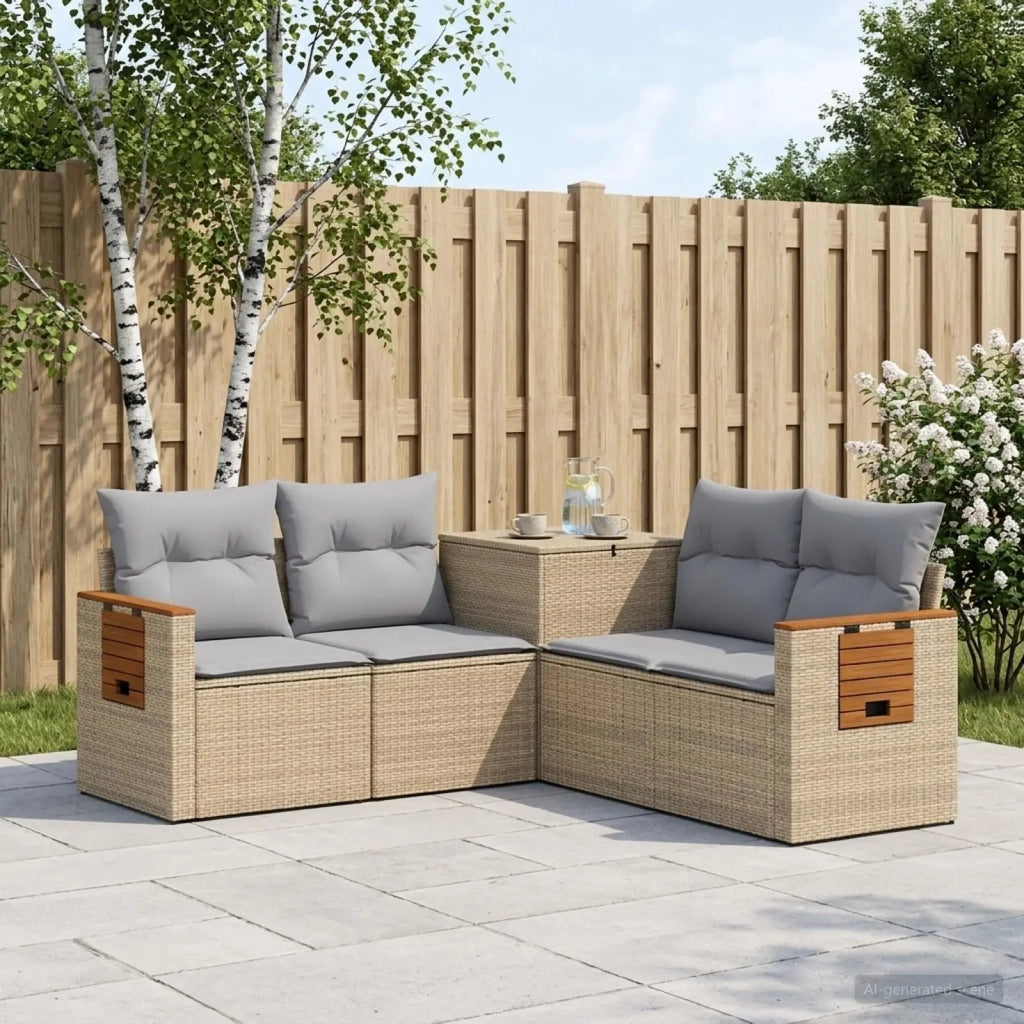 Set di divani 5 pz Beige e Grigio Chiaro 3447953